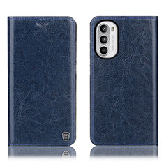 Custodia Portafoglio In Pelle Cover con Supporto H04P per Motorola Moto G71s 5G Blu