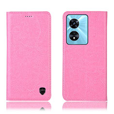 Custodia Portafoglio In Pelle Cover con Supporto H04P per Oppo A78 5G Rosa