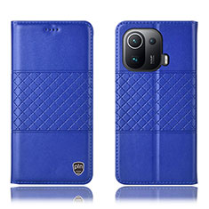 Custodia Portafoglio In Pelle Cover con Supporto H04P per Xiaomi Mi 11 Pro 5G Blu