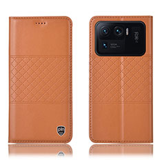 Custodia Portafoglio In Pelle Cover con Supporto H04P per Xiaomi Mi 11 Ultra 5G Arancione