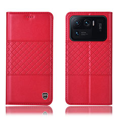 Custodia Portafoglio In Pelle Cover con Supporto H04P per Xiaomi Mi 11 Ultra 5G Rosso