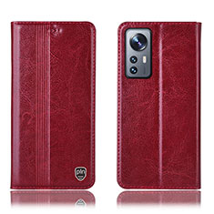 Custodia Portafoglio In Pelle Cover con Supporto H04P per Xiaomi Mi 12 5G Rosso