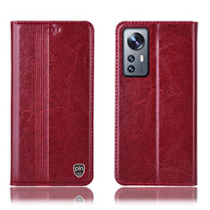 Custodia Portafoglio In Pelle Cover con Supporto H04P per Xiaomi Mi 12S Pro 5G Rosso