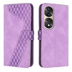 Custodia Portafoglio In Pelle Cover con Supporto H04X per Huawei Honor 70 Pro+ Plus 5G Viola