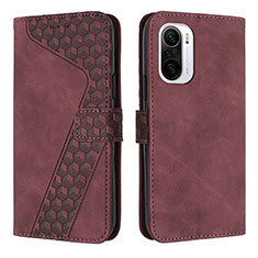 Custodia Portafoglio In Pelle Cover con Supporto H04X per Xiaomi Mi 11X 5G Rosso Rosa