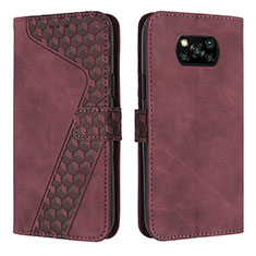 Custodia Portafoglio In Pelle Cover con Supporto H04X per Xiaomi Poco X3 NFC Rosso Rosa