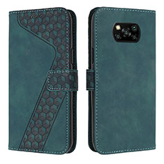 Custodia Portafoglio In Pelle Cover con Supporto H04X per Xiaomi Poco X3 Pro Verde