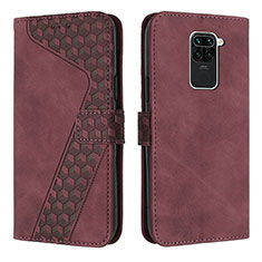 Custodia Portafoglio In Pelle Cover con Supporto H04X per Xiaomi Redmi Note 9 Rosso Rosa