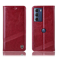 Custodia Portafoglio In Pelle Cover con Supporto H05P per Motorola Moto Edge S30 5G Rosso