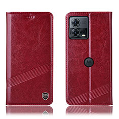 Custodia Portafoglio In Pelle Cover con Supporto H05P per Motorola Moto Edge S30 Pro 5G Rosso