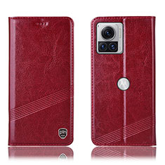 Custodia Portafoglio In Pelle Cover con Supporto H05P per Motorola Moto Edge X30 Pro 5G Rosso