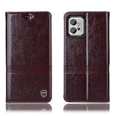 Custodia Portafoglio In Pelle Cover con Supporto H05P per Motorola Moto G32 Marrone