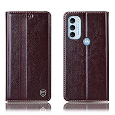 Custodia Portafoglio In Pelle Cover con Supporto H05P per Motorola Moto G71 5G Marrone