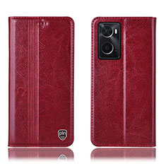 Custodia Portafoglio In Pelle Cover con Supporto H05P per Oppo A76 Rosso