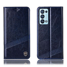 Custodia Portafoglio In Pelle Cover con Supporto H05P per Oppo Reno6 Pro+ Plus 5G Blu