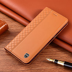 Custodia Portafoglio In Pelle Cover con Supporto H05P per Samsung Galaxy S22 Ultra 5G Arancione