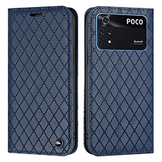Custodia Portafoglio In Pelle Cover con Supporto H05X per Xiaomi Poco M4 Pro 4G Blu