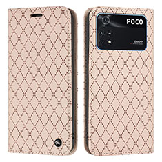 Custodia Portafoglio In Pelle Cover con Supporto H05X per Xiaomi Poco M4 Pro 4G Oro