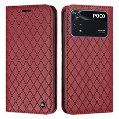 Custodia Portafoglio In Pelle Cover con Supporto H05X per Xiaomi Poco M4 Pro 4G Rosso