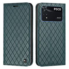 Custodia Portafoglio In Pelle Cover con Supporto H05X per Xiaomi Poco M4 Pro 4G Verde