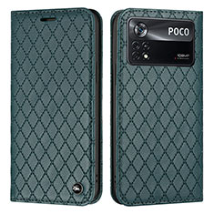 Custodia Portafoglio In Pelle Cover con Supporto H05X per Xiaomi Poco X4 Pro 5G Verde