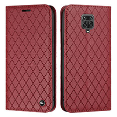 Custodia Portafoglio In Pelle Cover con Supporto H05X per Xiaomi Redmi Note 9 Pro Rosso