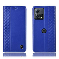 Custodia Portafoglio In Pelle Cover con Supporto H06P per Motorola Moto Edge 30 Fusion 5G Blu