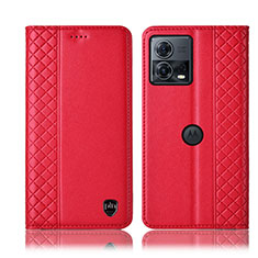 Custodia Portafoglio In Pelle Cover con Supporto H06P per Motorola Moto Edge 30 Fusion 5G Rosso