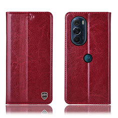 Custodia Portafoglio In Pelle Cover con Supporto H06P per Motorola Moto Edge 30 Pro 5G Rosso