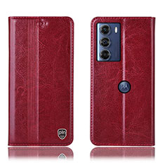 Custodia Portafoglio In Pelle Cover con Supporto H06P per Motorola Moto Edge S30 5G Rosso