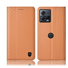 Custodia Portafoglio In Pelle Cover con Supporto H06P per Motorola Moto Edge S30 Pro 5G Arancione