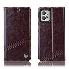 Custodia Portafoglio In Pelle Cover con Supporto H06P per Motorola Moto G32 Marrone