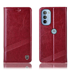 Custodia Portafoglio In Pelle Cover con Supporto H06P per Motorola Moto G41 Rosso