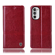 Custodia Portafoglio In Pelle Cover con Supporto H06P per Motorola Moto G82 5G Rosso