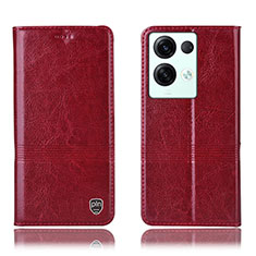 Custodia Portafoglio In Pelle Cover con Supporto H06P per Oppo Reno8 Pro 5G Rosso