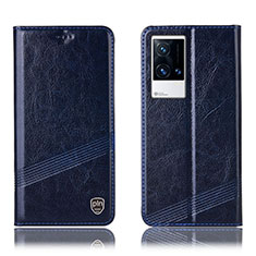 Custodia Portafoglio In Pelle Cover con Supporto H06P per Vivo iQOO 8 5G Blu