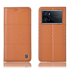 Custodia Portafoglio In Pelle Cover con Supporto H06P per Vivo iQOO 9 5G Arancione