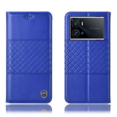 Custodia Portafoglio In Pelle Cover con Supporto H06P per Vivo iQOO 9 5G Blu