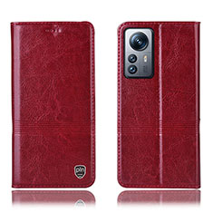 Custodia Portafoglio In Pelle Cover con Supporto H06P per Xiaomi Mi 12 Pro 5G Rosso