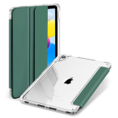 Custodia Portafoglio In Pelle Cover con Supporto H07 per Apple iPad 10.9 (2022) Verde