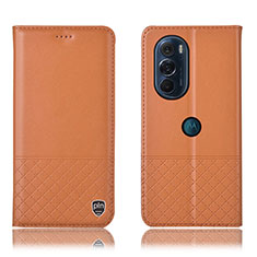 Custodia Portafoglio In Pelle Cover con Supporto H07P per Motorola Moto Edge 30 Pro 5G Arancione