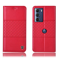 Custodia Portafoglio In Pelle Cover con Supporto H07P per Motorola Moto Edge S30 5G Rosso