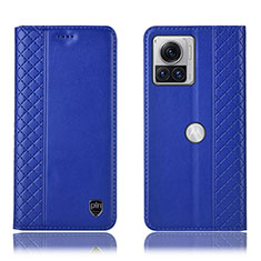 Custodia Portafoglio In Pelle Cover con Supporto H07P per Motorola Moto Edge X30 Pro 5G Blu