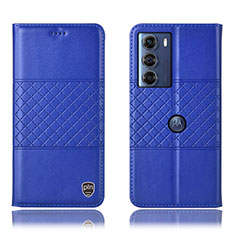 Custodia Portafoglio In Pelle Cover con Supporto H07P per Motorola Moto G200 5G Blu