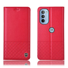 Custodia Portafoglio In Pelle Cover con Supporto H07P per Motorola Moto G31 Rosso