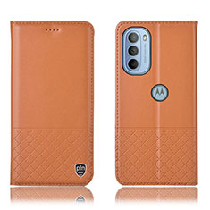 Custodia Portafoglio In Pelle Cover con Supporto H07P per Motorola Moto G41 Arancione