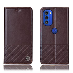 Custodia Portafoglio In Pelle Cover con Supporto H07P per Motorola Moto G51 5G Marrone
