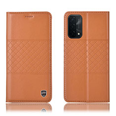 Custodia Portafoglio In Pelle Cover con Supporto H07P per Oppo A54 5G Arancione