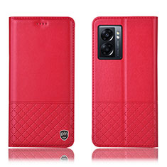 Custodia Portafoglio In Pelle Cover con Supporto H07P per Oppo A56S 5G Rosso