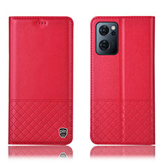 Custodia Portafoglio In Pelle Cover con Supporto H07P per Oppo Find X5 Lite 5G Rosso